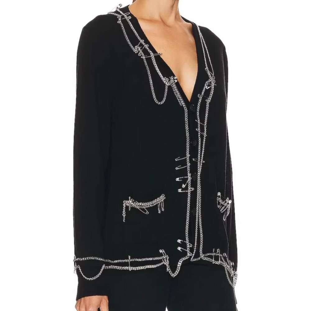 R13 NWOT Chain Embellished Wool Cardigan XS